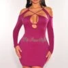 Berry Cut Out CrissCross Long Sleeve Mini Dress -rehab shop berry cut out crisscross long sleeve mini dress hot miami styles 286151