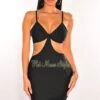 Black Bandage Spaghetti Straps Knotted Cut Out Mini Dress -rehab shop black bandage spaghetti straps knotted cut out mini dress hot miami styles 499001