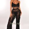 Black Crochet Halter Fringe Pants Two Piece Set Cover Up 2 Black Crochet Halter Fringe Pants Two Piece Set Cover Up -rehab shop black crochet halter fringe pants two piece set cover up hot miami styles 457805