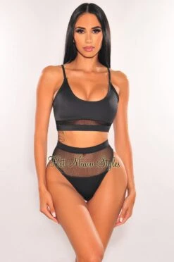 Black Fishnet High Waist Bikini