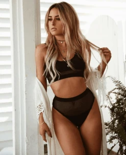 Black Fishnet High Waist Bikini -rehab shop black fishnet high waist bikini hot miami styles 556742