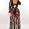 Black Floral Lace Crochet Sheer Tie Up Cover Up -rehab shop black floral lace crochet sheer tie up cover up hot miami styles 284658