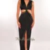 Black Gold Chain Knotted Cut Out Slit Maxi Dress -rehab shop black gold chain knotted cut out slit maxi dress hot miami styles 888174