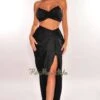 Black Gold Chain Padded Knotted Slit Skirt Two Piece Set -rehab shop black gold chain padded knotted slit skirt two piece set hot miami styles 675660