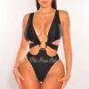 Black Gold Ring Sleeveless Belted Swimsuit -rehab shop black gold ring sleeveless belted swimsuit hot miami styles 425154