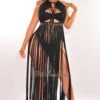 Black Halter Crochet Knit Fringe Open Back Tie Up Cover Up -rehab shop black halter crochet knit fringe open back tie up cover up hot miami styles 370468