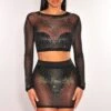 Black Mesh Rhinestone Long Sleeves Skirt Two Piece Set 2 Black Mesh Rhinestone Long Sleeves Skirt Two Piece Set -rehab shop black mesh rhinestone long sleeves skirt two piece set hot miami styles 224359