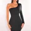 Black One Sleeve Cut Out Back Mini Dress -rehab shop black one sleeve cut out back mini dress hot miami styles 726285