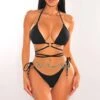 Black Ribbed Padded O-Ring Wrap Around Bikini 1 Black Ribbed Padded O-Ring Wrap Around Bikini -rehab shop black ribbed padded o ring wrap around bikini hot miami styles 886795
