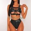 Black Snake Lace Up Underboob High Waist Bikini -rehab shop black snake lace up underboob high waist bikini hot miami styles 549343