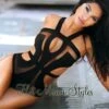 Black Strappy Cut Out Mesh Swimsuit -rehab shop black strappy cut out mesh swimsuit hot miami styles 163925