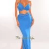 Blue Cut Out Knotted Midi Skirt Two Piece Set -rehab shop blue cut out knotted midi skirt two piece set hot miami styles 184315