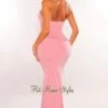 Blush Halter Keyhole Drawstring Cut Out Maxi Dress -rehab shop blush halter keyhole drawstring cut out maxi dress hot miami styles 659265