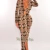 Brown Snake Print Plunge V Neck Ruffle Sleeve Maxi Dress 1 Brown Snake Print Plunge V Neck Ruffle Sleeve Maxi Dress -rehab shop brown snake print plunge v neck ruffle sleeve maxi dress hot miami styles 989662