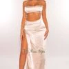 Champagne Elastic Satin Straps Silky Slit Skirt Two Piece Set 1 Champagne Elastic Satin Straps Silky Slit Skirt Two Piece Set -rehab shop champagne elastic satin straps silky slit skirt two piece set hot miami styles 877892