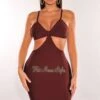Chocolate Bandage Spaghetti Straps Knotted Cut Out Mini Dress