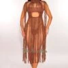 Chocolate Crochet Cape Sleeves Fringe Cover Up Dress -rehab shop chocolate crochet cape sleeves fringe cover up dress hot miami styles 228937