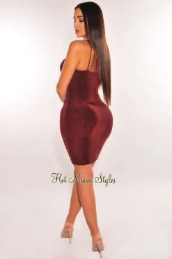 Chocolate Shimmery Spaghetti Strap Gold Chain Lace Up Mini Dress 9 Chocolate Shimmery Spaghetti Strap Gold Chain Lace Up Mini Dress -rehab shop chocolate shimmery spaghetti strap gold chain lace up mini dress hot miami styles 143261