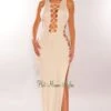 Cream Sleeveless Lace Up Sides Double Slit Maxi Dress -rehab shop cream sleeveless lace up sides double slit maxi dress hot miami styles 644648