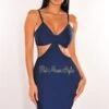 Deep Blue Bandage Spaghetti Straps Knotted Cut Out Mini Dress -rehab shop deep blue bandage spaghetti straps knotted cut out mini dress hot miami styles 441928