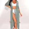 Dusty Sage Crochet Fringe Belted Maxi Cover Up -rehab shop dusty sage crochet fringe belted maxi cover up hot miami styles 377882