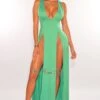 Green Sleeveless V Neck Double Slit Cover Up Maxi Dress -rehab shop green sleeveless v neck double slit cover up maxi dress hot miami styles 837148