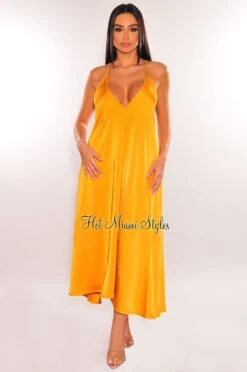 Honey Gold V Cut Spaghetti Straps Maxi Dress -rehab shop honey gold v cut spaghetti straps maxi dress hot miami styles 223151