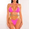 Hot Pink Neon Chain Halter Triangle Top Bikini 2 Hot Pink Neon Chain Halter Triangle Top Bikini -rehab shop hot pink neon chain halter triangle top bikini hot miami styles 201842
