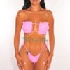 Hot Pink Ruched Bust Frill Padded Bandeau Bikini -rehab shop hot pink ruched bust frill padded bandeau bikini hot miami styles 138292