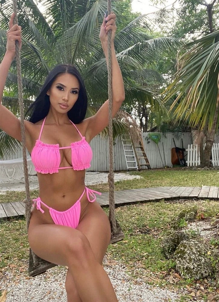 Hot Pink Ruched Bust Frill Padded Bandeau Bikini 5 Hot Pink Ruched Bust Frill Padded Bandeau Bikini - Image 3