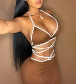 Latte White Ribbed Wrap Around Skirt Two Piece Set -rehab shop latte white ribbed wrap around skirt two piece set hot miami styles 689578