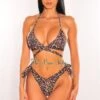 Leopard Print Padded Halter Wrap Tie Up Thong Bikini -rehab shop leopard print padded halter wrap tie up thong bikini hot miami styles 798993