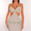 Light Gray Bandage Spaghetti Straps Knotted Cut Out Mini Dress -rehab shop light gray bandage spaghetti straps knotted cut out mini dress hot miami styles 160825