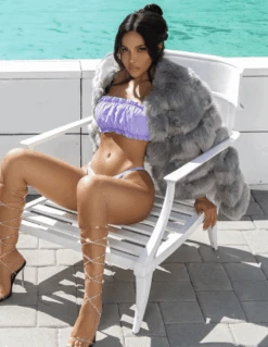 Lilac Off Shoulder Ruffle Scrunch Butt Bikini -rehab shop lilac off shoulder ruffle scrunch butt bikini hot miami styles 329881