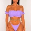 Lilac Off Shoulder Ruffle Scrunch Butt Bikini 2 Lilac Off Shoulder Ruffle Scrunch Butt Bikini -rehab shop lilac off shoulder ruffle scrunch butt bikini hot miami styles 379051