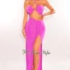 Magenta Halter Keyhole Knotted Slit Skirt Two Piece Set 1 Magenta Halter Keyhole Knotted Slit Skirt Two Piece Set -rehab shop magenta halter keyhole knotted slit skirt two piece set hot miami styles 472201