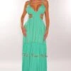 Mint Green V Neck Strappy Cut Out Maxi Dress -rehab shop mint green v neck strappy cut out maxi dress hot miami styles 878899