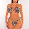 Mocha Leopard Print Ruched Bust Frill Padded Bandeau Bikini -rehab shop mocha leopard print ruched bust frill padded bandeau bikini hot miami styles 730582