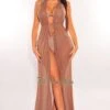Mocha Mesh Halter Drawstring Open Back Maxi Cover Up -rehab shop mocha mesh halter drawstring open back maxi cover up hot miami styles 183298