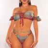 Multi Color Ribbed Off Shoulder Lace Up Strappy O-Ring Bikini 2 Multi Color Ribbed Off Shoulder Lace Up Strappy O-Ring Bikini -rehab shop multi color ribbed off shoulder lace up strappy o ring bikini hot miami styles 772003