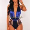 Navy Halter Gold Button Strappy Sides Swimsuit 1 Navy Halter Gold Button Strappy Sides Swimsuit -rehab shop navy halter gold button strappy sides swimsuit hot miami styles 512887