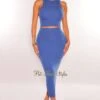 Navy Ribbed Racerback Skirt Two Piece Set -rehab shop navy ribbed racerback skirt two piece set hot miami styles 722460