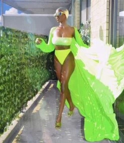 Neon Yellow Silver Rhinestone Bandeau High Waist Bikini -rehab shop neon yellow silver rhinestone bandeau high waist bikini hot miami styles 316552