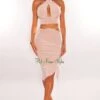 Nude CrissCross Strappy Asymmetrical Ruched Skirt Two Piece Set -rehab shop nude crisscross strappy asymmetrical ruched skirt two piece set hot miami styles 931125