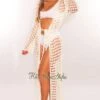 Off White Knit Crochet Long Sleeve Tie Up Maxi Cover Up -rehab shop off white knit crochet long sleeve tie up maxi cover up hot miami styles 902039