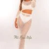 Off White Knit Crochet Long Sleeves Skirt Two Piece Set Cover Up -rehab shop off white knit crochet long sleeves skirt two piece set cover up hot miami styles 316192