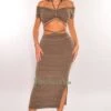 Olive Green Ribbed Knit Halter Off Shoulder Wrap Around Slit Skirt Two Piece Set 2 Olive Green Ribbed Knit Halter Off Shoulder Wrap Around Slit Skirt Two Piece Set -rehab shop olive green ribbed knit halter off shoulder wrap around slit skirt two piece set hot miami styles 581252