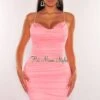 Pink Mesh Drape Padded Spaghetti Strap Ruched Mini Dress -rehab shop pink mesh drape padded spaghetti strap ruched mini dress hot miami styles 229524