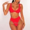 Red Knotted Sleeveless High Rise Bikini -rehab shop red knotted sleeveless high rise bikini hot miami styles 102354