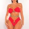 Red Padded Bandeau Gold Ring High Cut Bikini -rehab shop red padded bandeau gold ring high cut bikini hot miami styles 229401